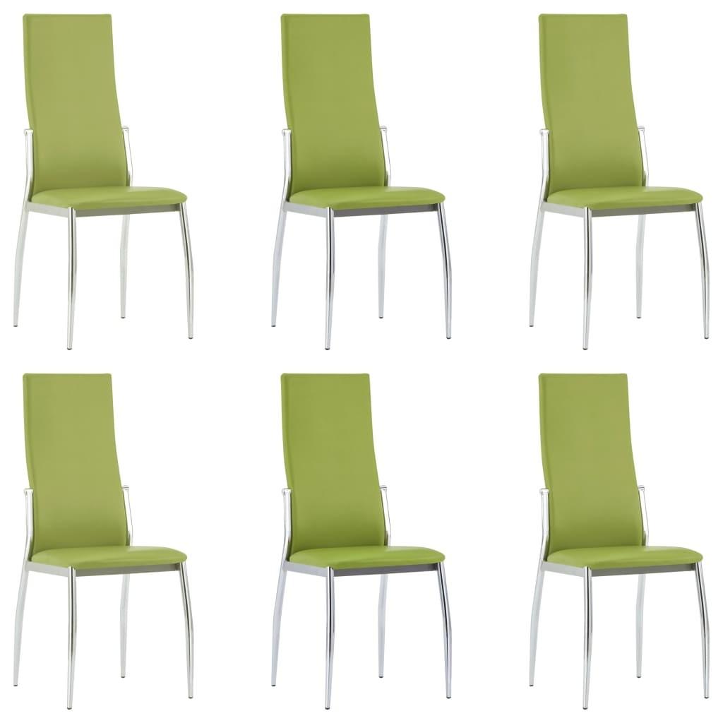 Spisebordsstole 6 stk. grøn kunstlæder