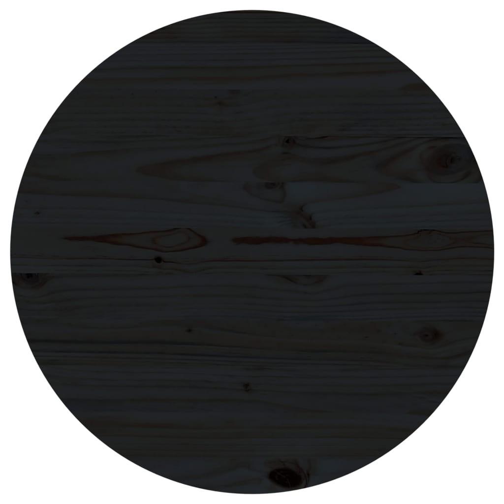 Bordplade Ø70x2,5 cm massivt fyrretræ sort