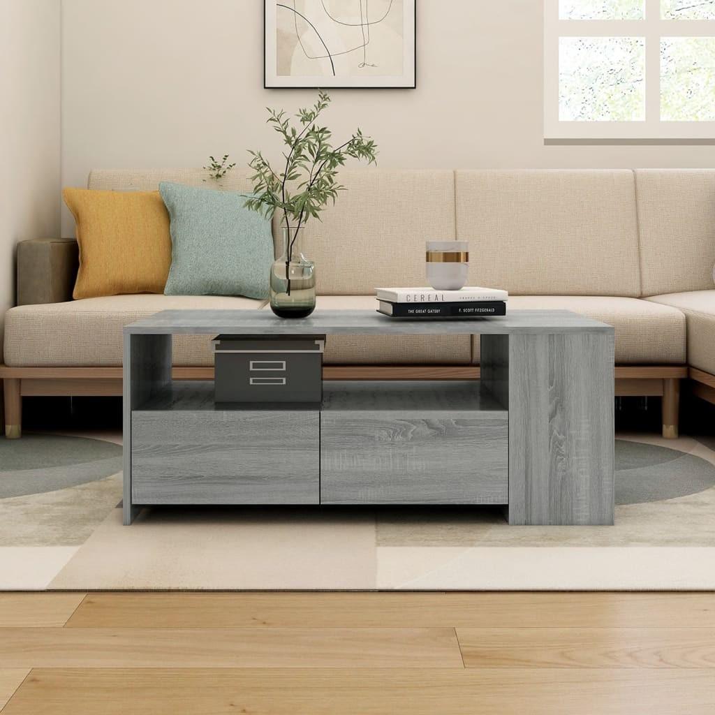 Sofabord 102x55x42 cm konstrueret træ grå sonoma-eg