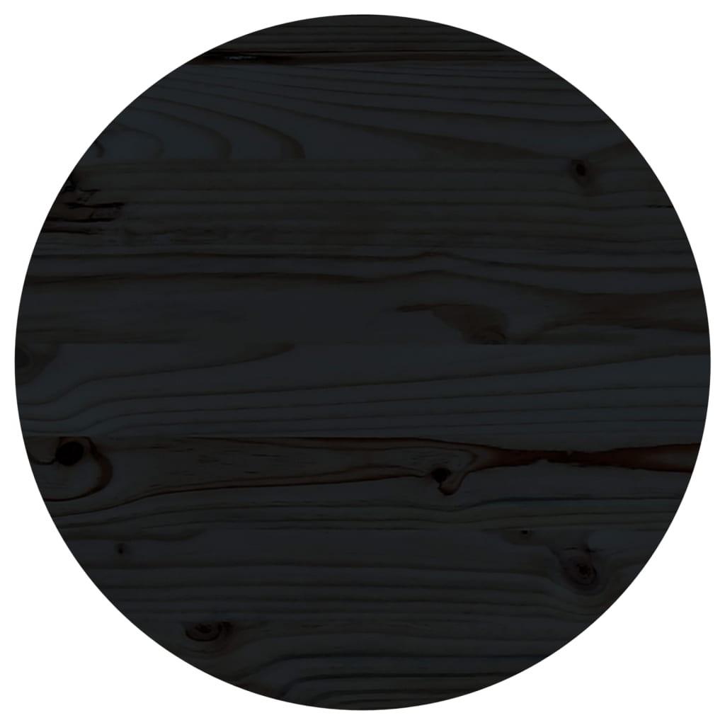 Bordplade sort Ø50x2,5 cm massivt fyrretræ
