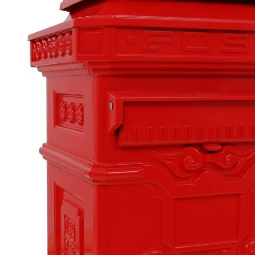 Søjlepostkasse i aluminium vintagestil rustbestandig rød