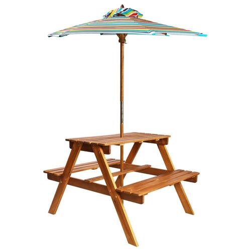 Picnicbord med parasol til børn 79x90x60 cm akacietræ