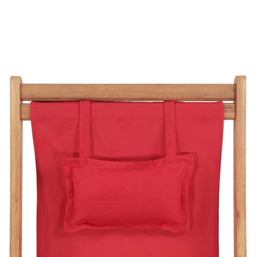 Foldbar strandstol stof og træstel rød