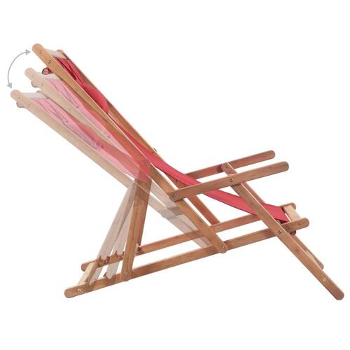 Foldbar strandstol stof og træstel rød