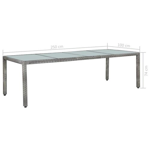 Udendørs spisebordssæt 11 dele med hynder polyrattan grå