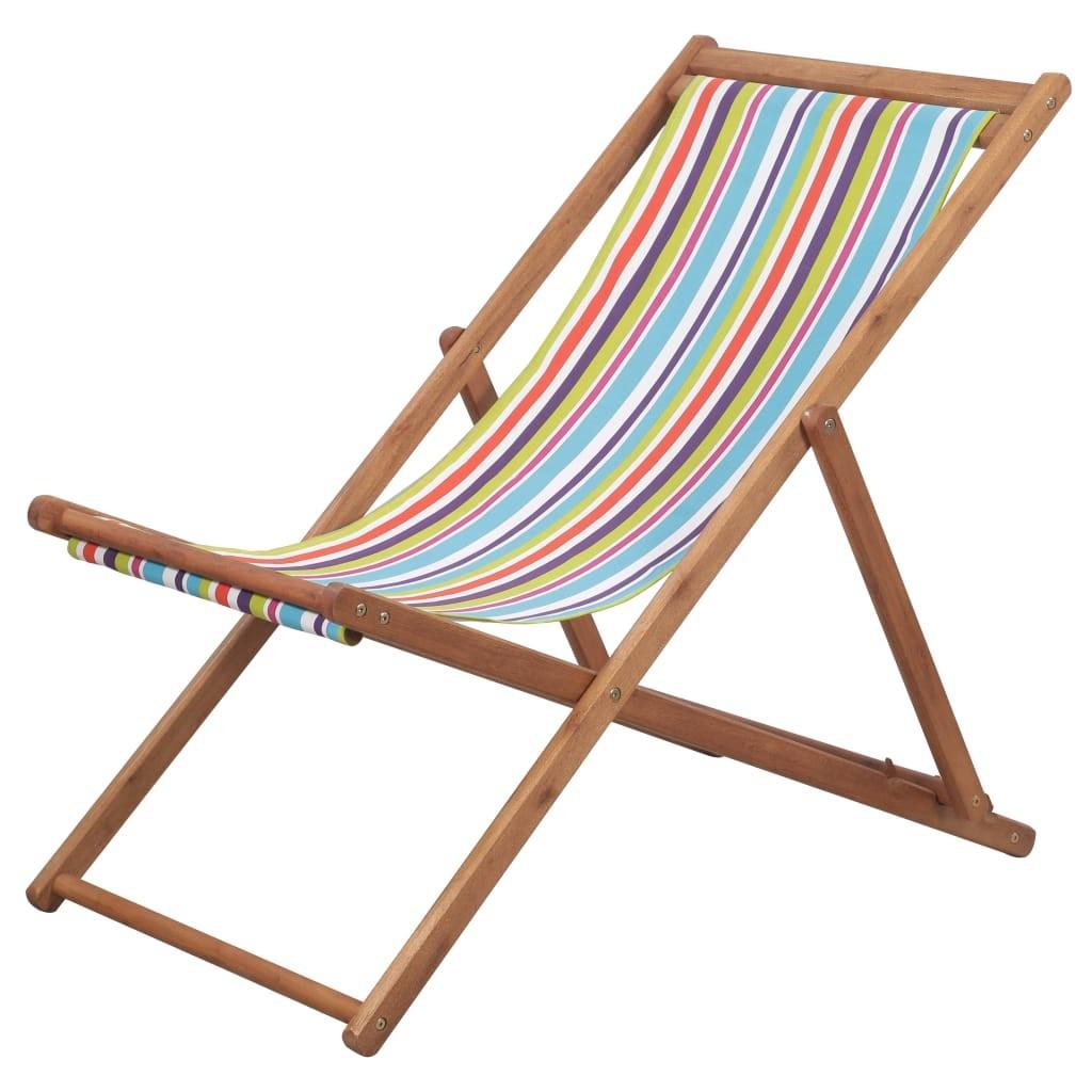 Se Foldbar strandstol stof og træstel flerfarvet hos Boligcenter.dk