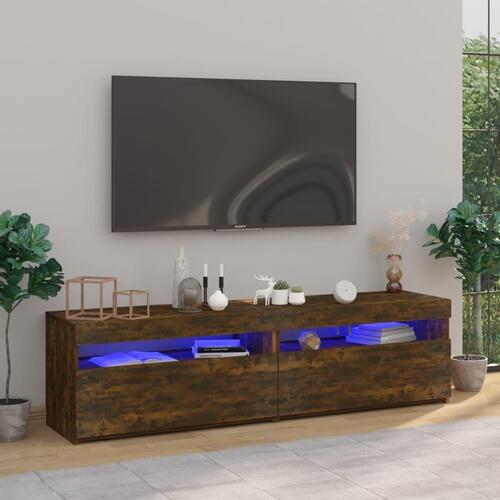 Tv-borde 2 stk. med LED-lys 75x35x40 cm røget egetræsfarve