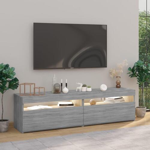 Tv-borde 2 stk. med LED-lys 75x35x40 cm grå sonoma-eg