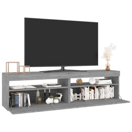Tv-borde 2 stk. med LED-lys 75x35x40 cm grå sonoma-eg