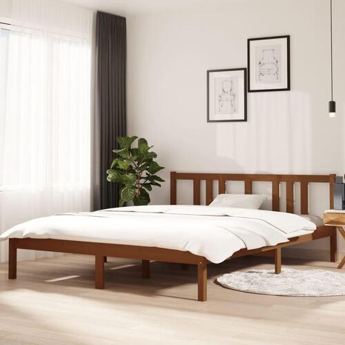 Sengeramme 150x200 cm King Size massivt træ gyldenbrun