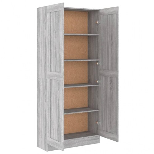 Bogskab med 2 låger 82,5 x 30,5 x 185,5 cm - grå sonoma-eg