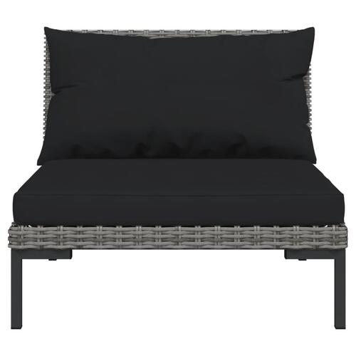 Moduler til havesofa 3 stk. med hynder halvrundt polyrattan