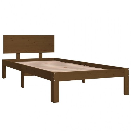 Sengeramme 90x200 cm i massivt fyrretræ - gyldenbrun
