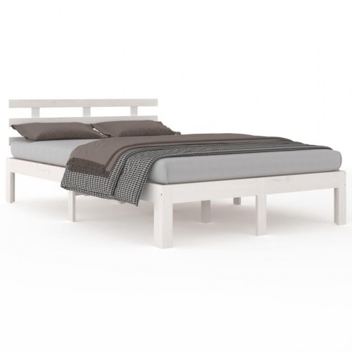 Sengeramme 200 x 200 cm i massivt fyrretræ - hvid