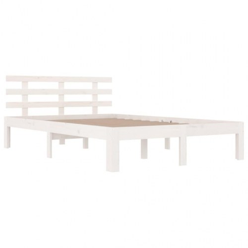 Sengeramme 200 x 200 cm i massivt fyrretræ - hvid