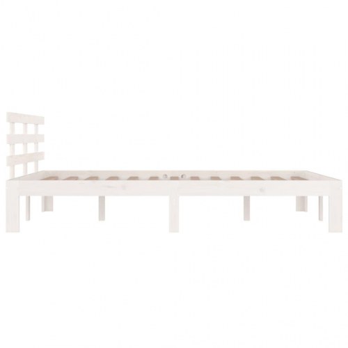 Sengeramme 200 x 200 cm i massivt fyrretræ - hvid