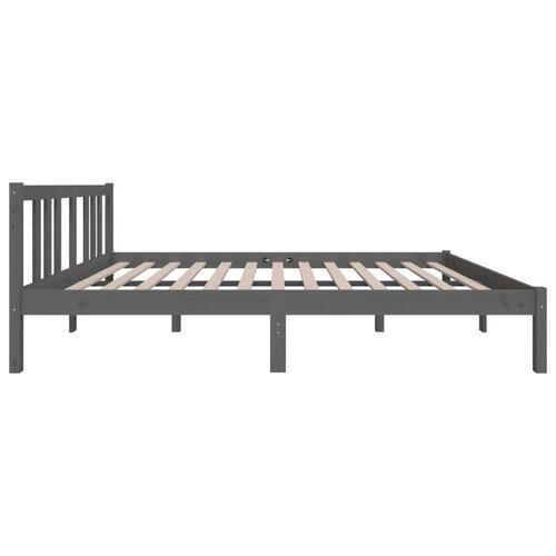 Sengeramme 135x190 cm Double massivt fyrretræ grå
