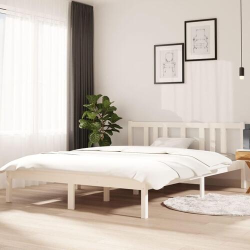 Sengeramme 140x200 cm massivt træ hvid