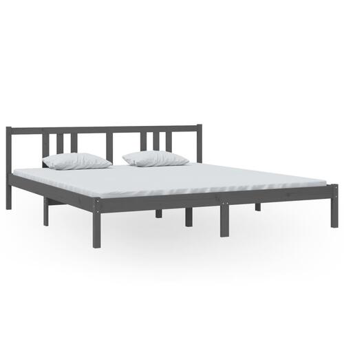 Sengestel 180x200 cm Super King massivt fyrretræ grå