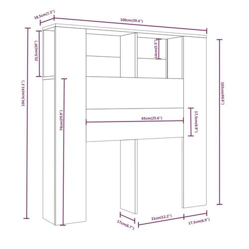 Sengegavl med opbevaring 100x18,5x104,5 cm sort