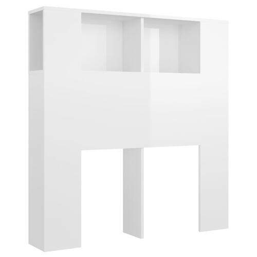 Sengegavl med opbevaring 100x18,5x104,5 cm hvid højglans