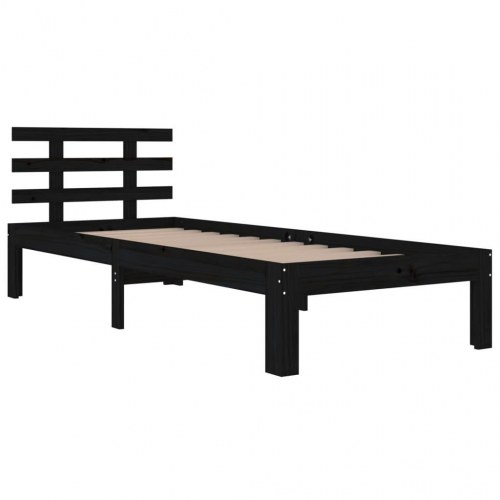 Sengeramme 90x200 cm massivt fyrretræ sort