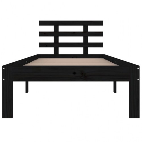 Sengeramme 90x200 cm massivt fyrretræ sort