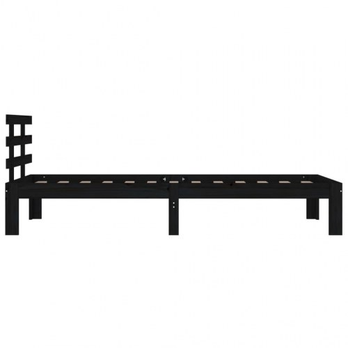 Sengeramme 90x200 cm massivt fyrretræ sort