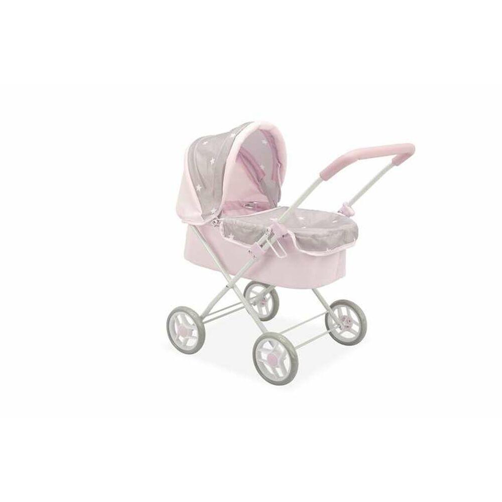 Lille Barnevogn Til Dukker Arias Emma Pink Stjerner Handlebar Height