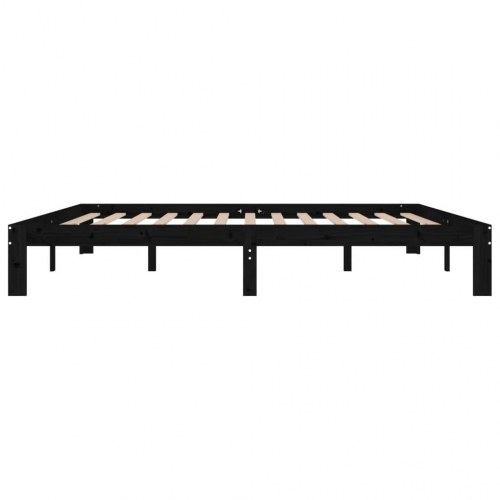 Sengeramme 200x200 cm massivt fyrretræ sort