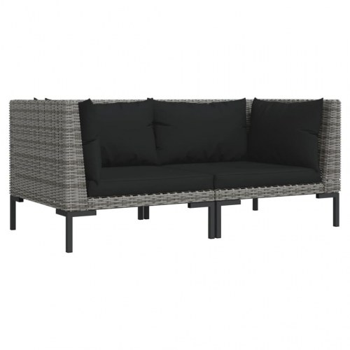 Moduler til havesofa 2 stk. med hynder halvrundt polyrattan