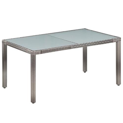 Udendørs spisebordssæt 7 dele med hynder polyrattan grå