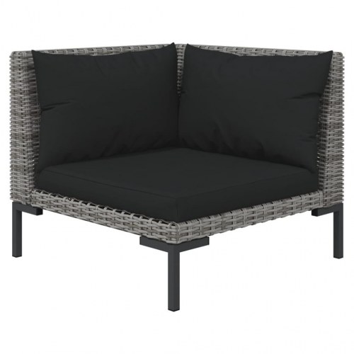 Moduler til havesofa 2 stk. med hynder halvrundt polyrattan