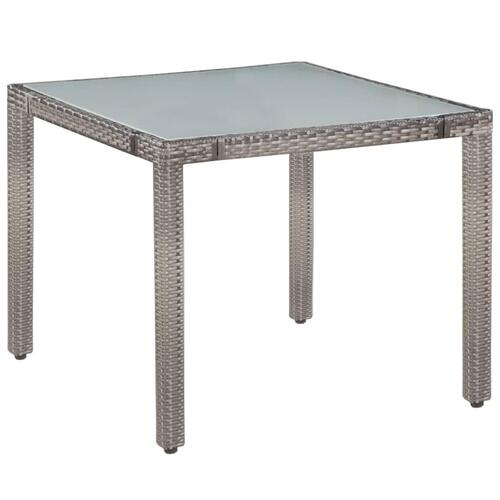 Udendørs spisebordssæt 5 dele med hynder polyrattan grå