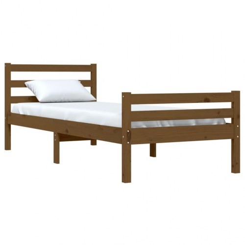 Sengeramme 75 x 190 cm Small Single i massivt træ - gyldenbrun
