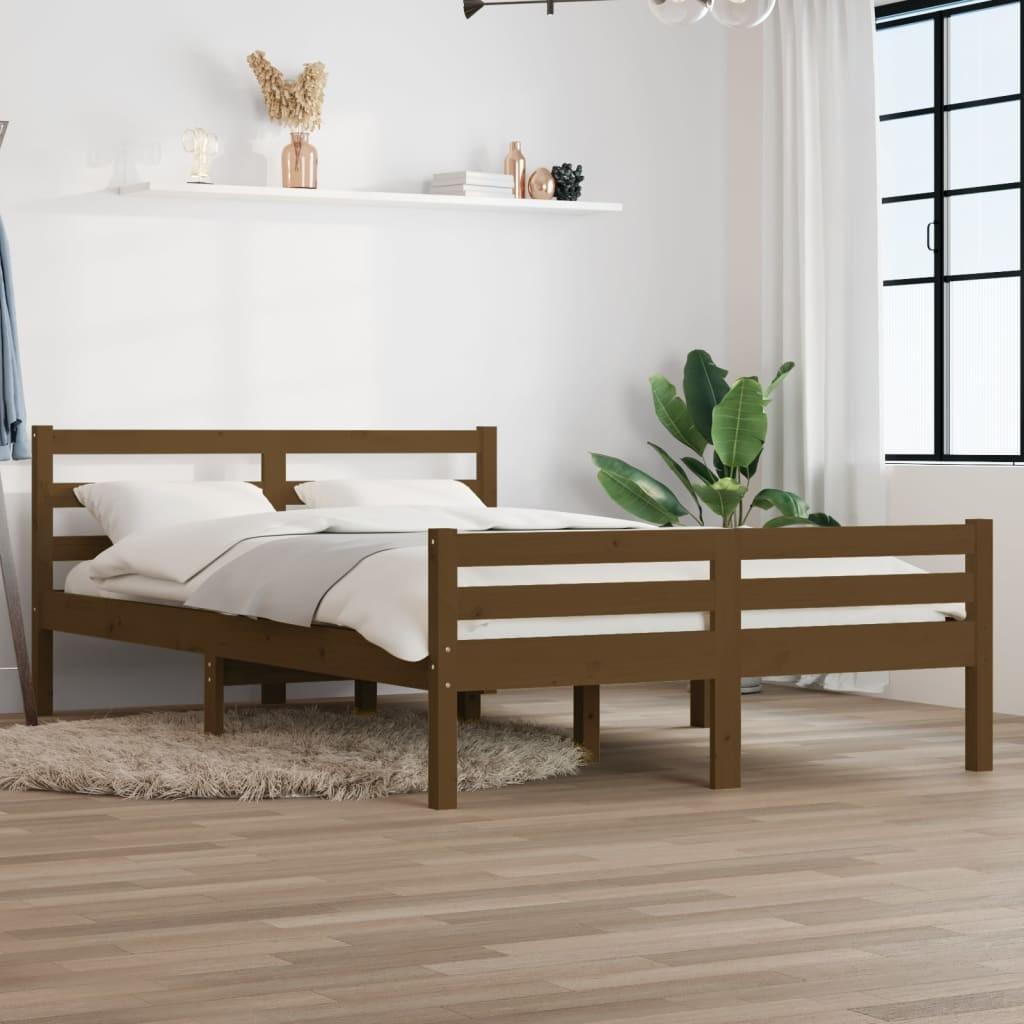 Sengeramme Massivt Træ - honningfarvet / 140 x 190 cm
