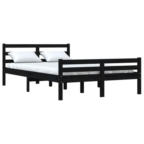 Sengeramme 140x190 cm massivt træ sort