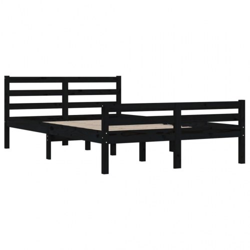 Sengeramme 140x190 cm massivt træ sort