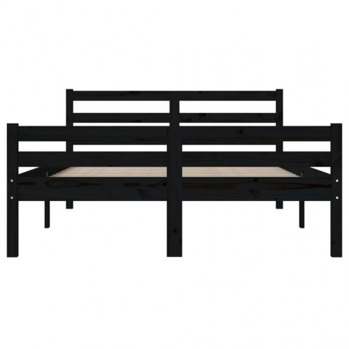 Sengeramme 140x190 cm massivt træ sort