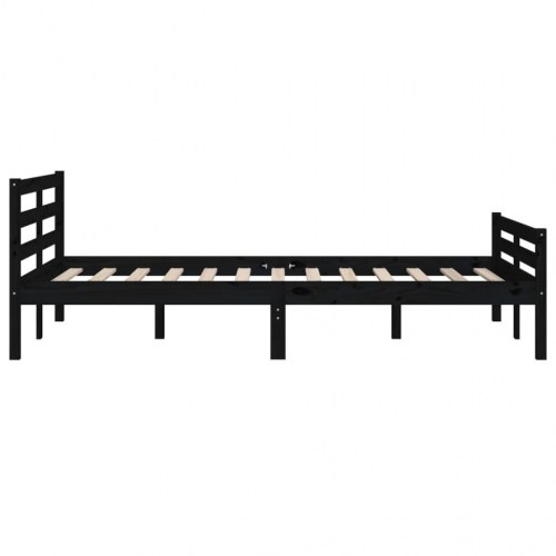 Sengeramme 140x190 cm massivt træ sort