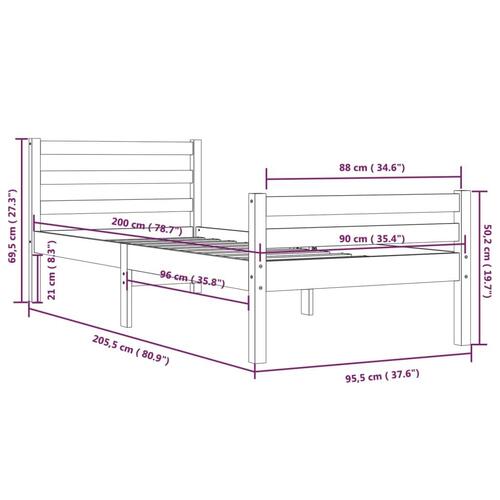 Sengeramme 90x200 cm massivt træ