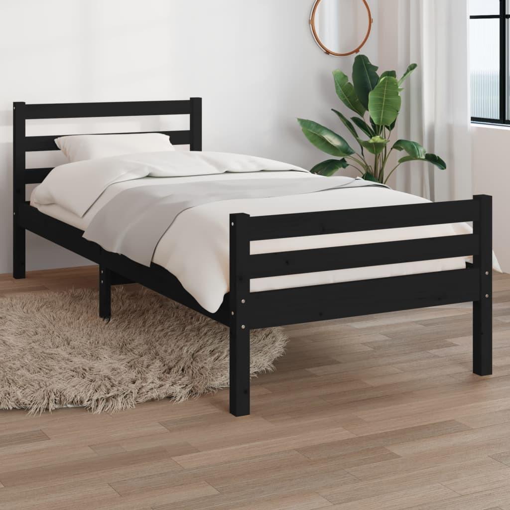 Sengeramme 90x200 cm massivt træ sort