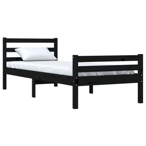 Sengeramme 90x200 cm massivt træ sort