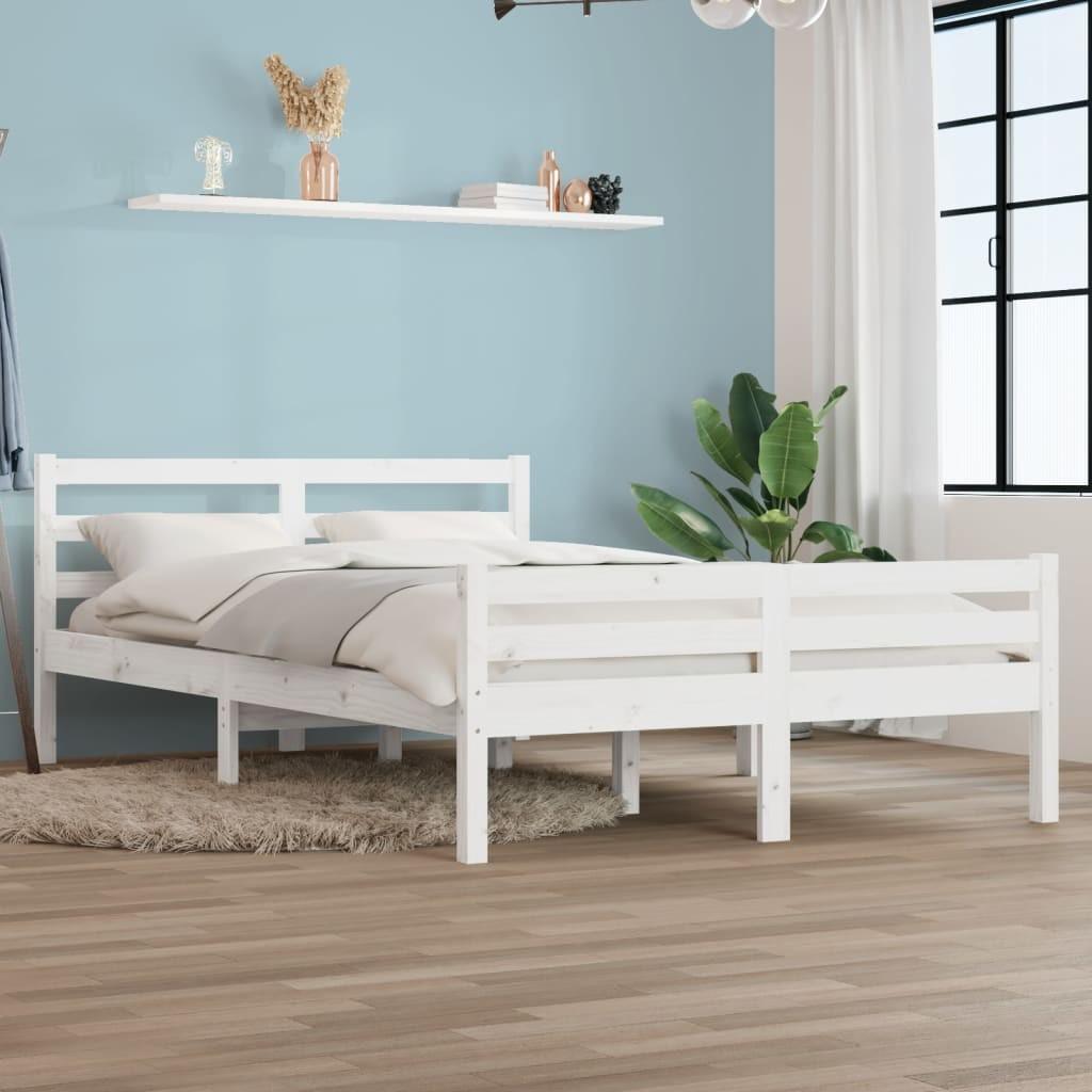 Sengeramme 140x200 cm i massivt fyrretræ - hvid