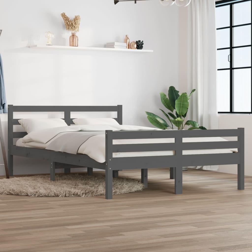 Sengeramme 140x200 cm i massivt fyrretræ - grå