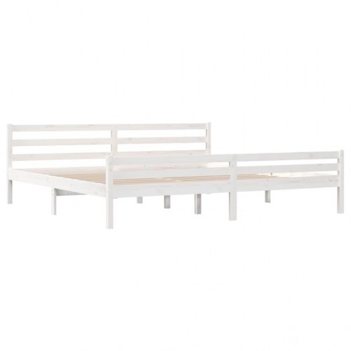 Sengeramme i massivt fyrretræ 200 x 200 cm - hvid