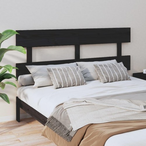 Sengegærde 154x3x81 cm massivt fyrretræ sort