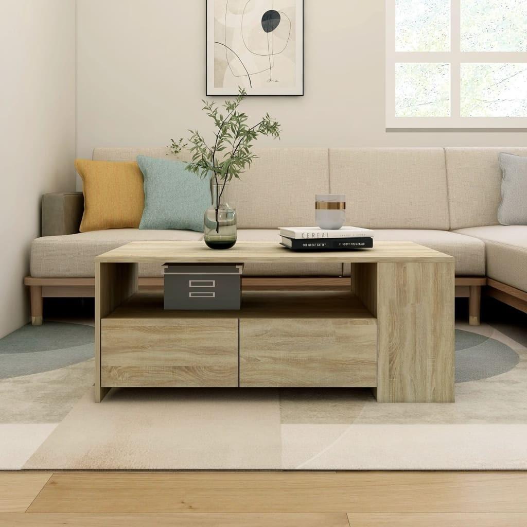 Sofabord 102x55x42 cm konstrueret træ sonoma-eg