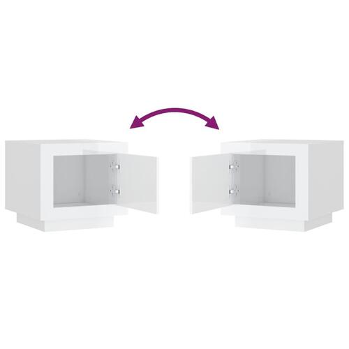 Sofabord 51x50x45 cm konstrueret træ hvid højglans