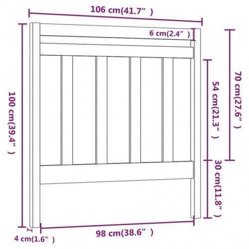 Sengegavl 106×4×100 cm i massivt fyrretræ - gyldenbrun